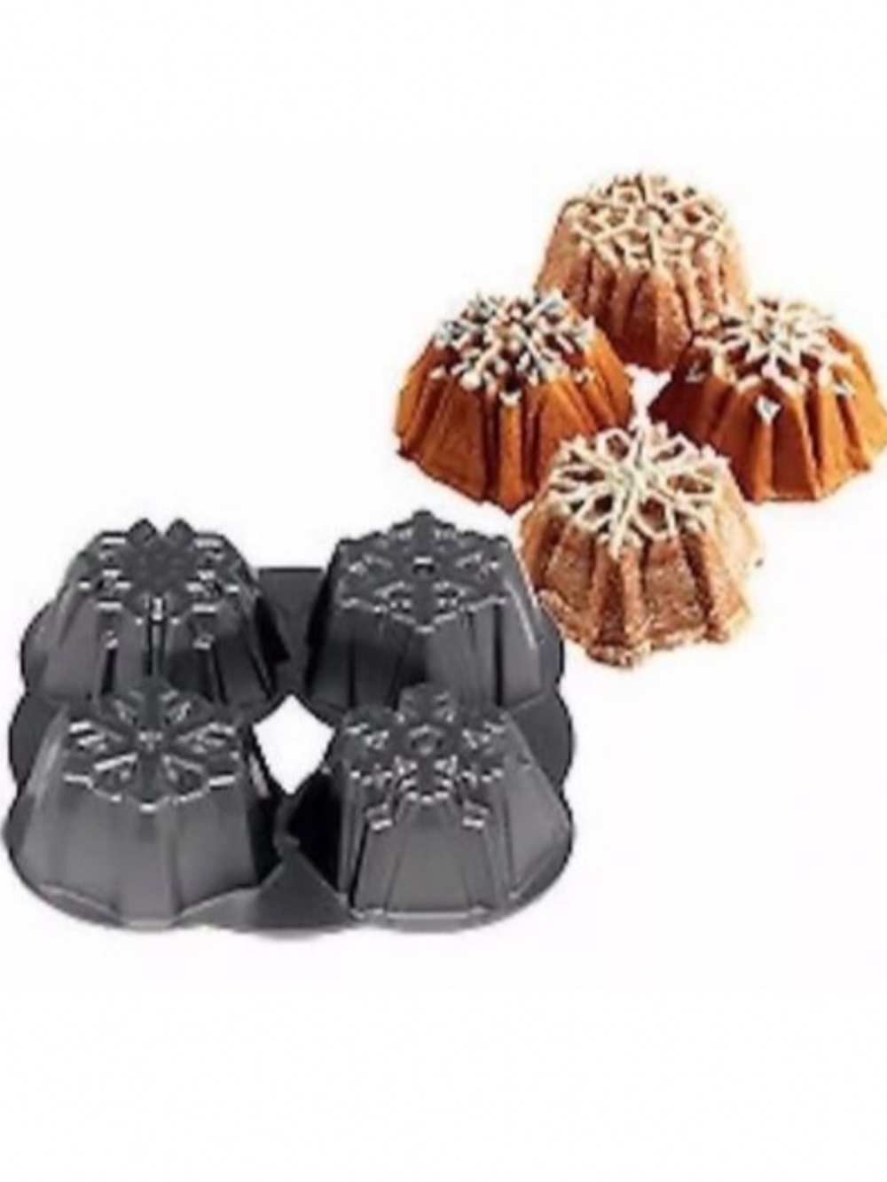 Wilton Heavy-Duty Cast Aluminum Holiday Snowflake Mini Bundt Cake Pan 4 Cavity